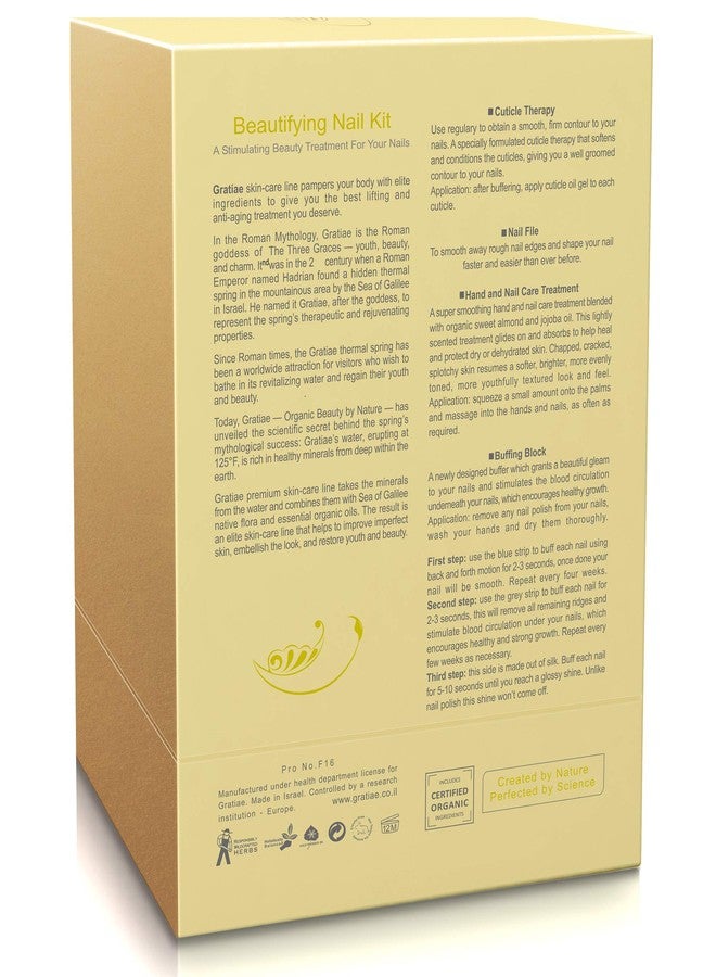 Gratiae Organic Beauty By Nature Nail buffer Kit/Set - for Salon Quality Manicure - Nail Filing Kit with 3- Step shine Buffer, Cuticle Oil, Hand Lotion - Manicure Set - Green Tea and Ginger - Image 2
