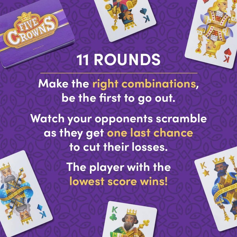 PlayMonster Five Crowns â€” The Game Isn't Over Until the Kings Go Wild! â€” 5 Suited Rummy-Style Card Game â€” For Ages 8+ - Image 4