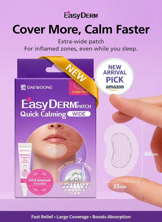 DWEasyDerm EasyDerm Quick Calming Magnesium Patches WIDE – 2 Large Face Acne Patches for Breakouts, TikTok Viral Microdot, With Bonus CICA Mini Ampoule, Summer and Travel Essentials - Image 2