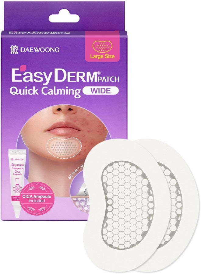 DWEasyDerm EasyDerm Quick Calming Magnesium Patches WIDE – 2 Large Face Acne Patches for Breakouts, TikTok Viral Microdot, With Bonus CICA Mini Ampoule, Summer and Travel Essentials - Image 1