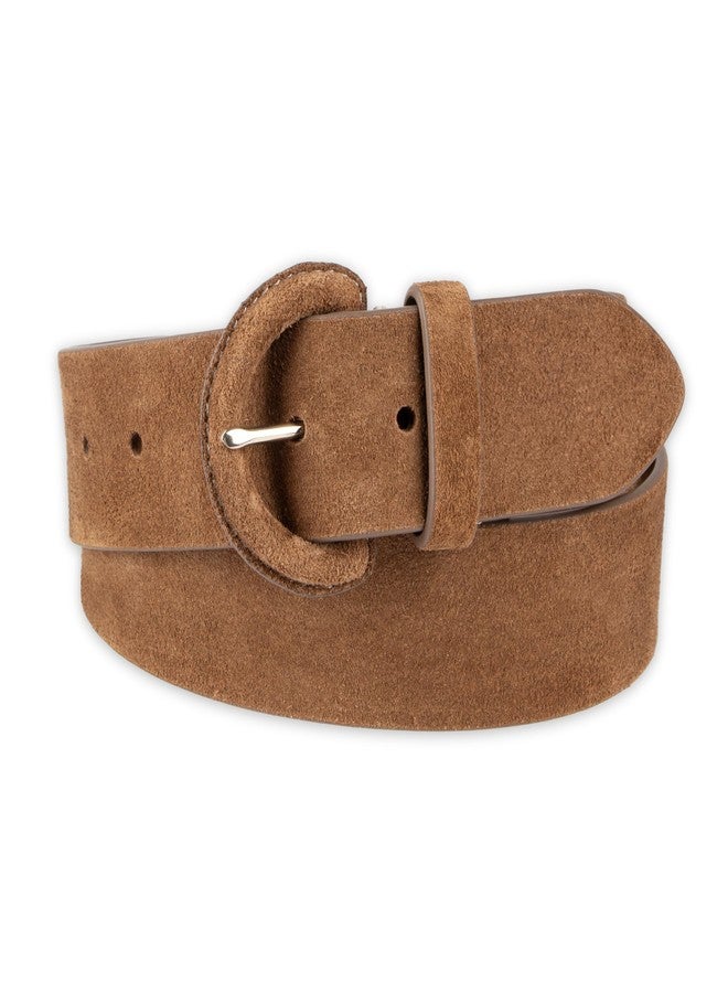 كول هان حزام نسائي من كول هان، بحافة مخيطة وإبزيم مغطى، مصنوع من جلد الغزال البني الفاتح، مقاس كبير - Image 1