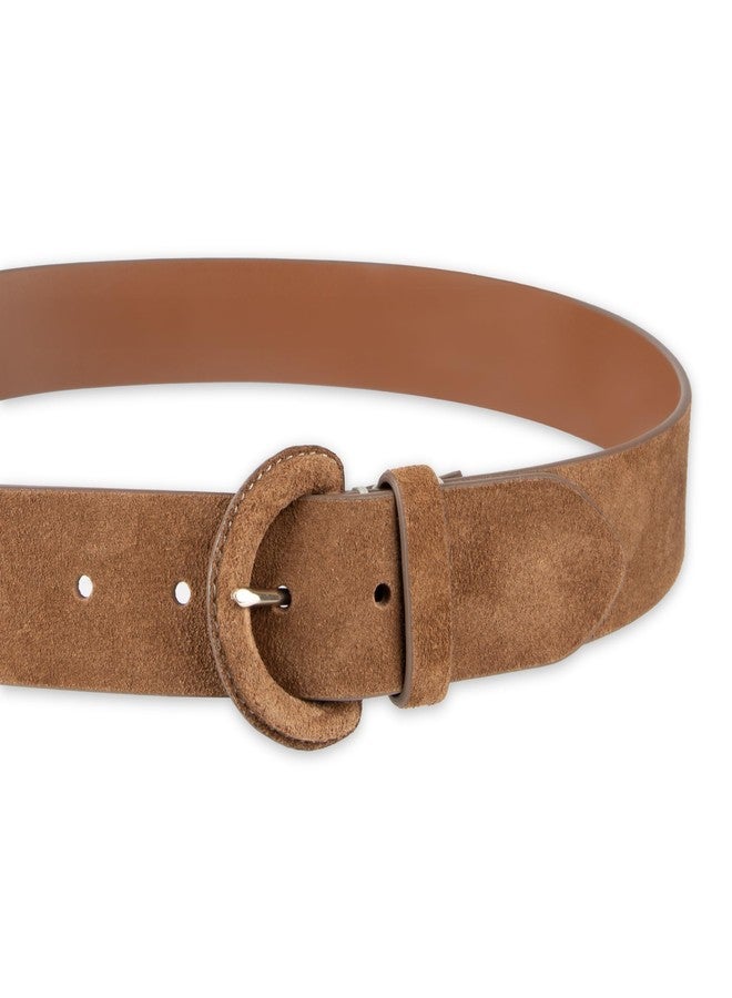 كول هان حزام نسائي من كول هان، بحافة مخيطة وإبزيم مغطى، مصنوع من جلد الغزال البني الفاتح، مقاس كبير - Image 3