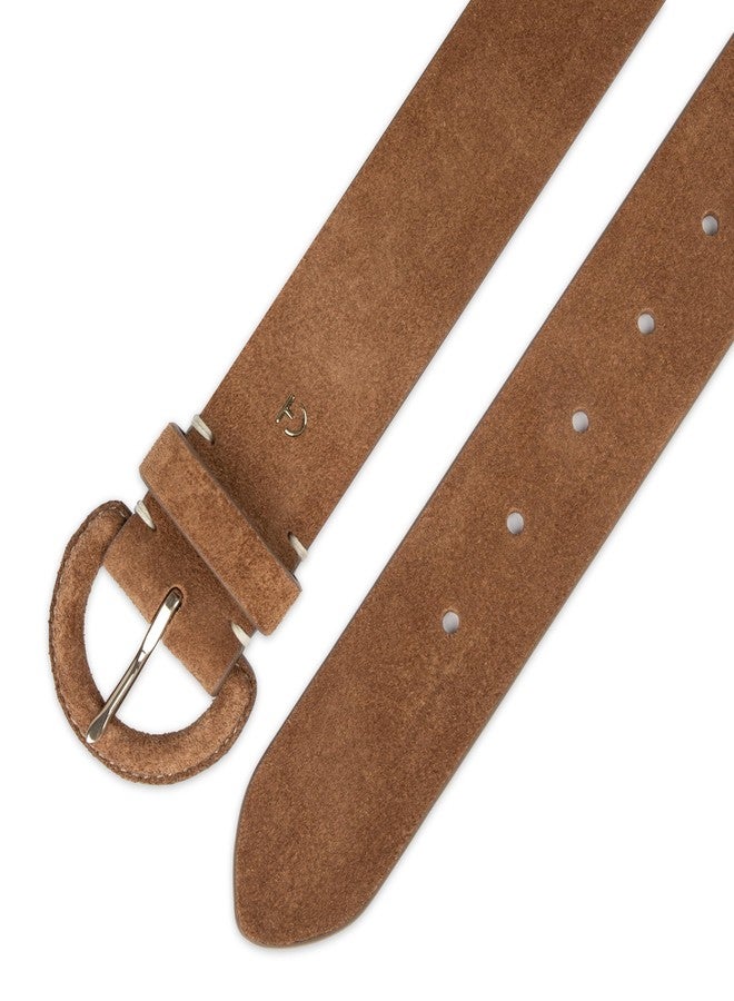 كول هان حزام نسائي من كول هان، بحافة مخيطة وإبزيم مغطى، مصنوع من جلد الغزال البني الفاتح، مقاس كبير - Image 5