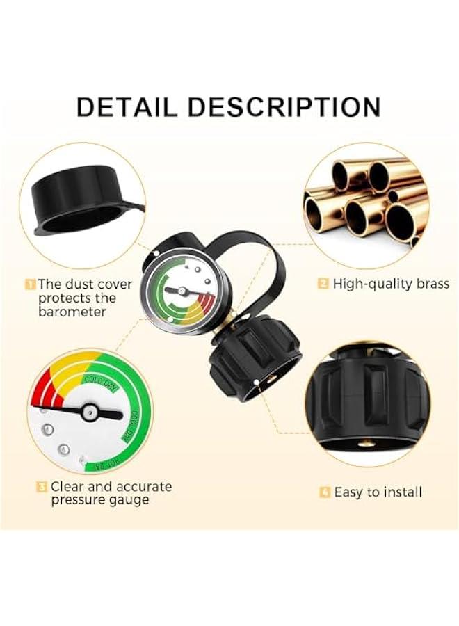 Arabest Propane Tank Gauge Level Indicator, 2025 Upgraded Universal Propane Tank Gauge Leak Detector Gas Pressure Meter Universal for RV Camper, Cylinder, BBQ Gas Grill, Heater RV Accessories (1 Pack) - Image 3