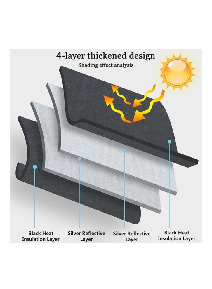 واقي الشمس للزجاج الأمامي مع حقيبة تخزين - واقي الشمس القابل للطي للزجاج الأمامي للسيارة، قماش محسّن للحماية من الأشعة فوق البنفسجية، واقي شمس سميك عالمي للسيارات والشاحنات وسيارات الدفع الرباعي وسيارات MPV - Image 2