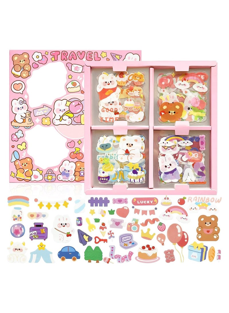 Excefore Stickers Set, 660pcs 100 Sheets Kawaii Stickers Waterproof Vinyl Transparent Cute Stickers Bulk - Image 1