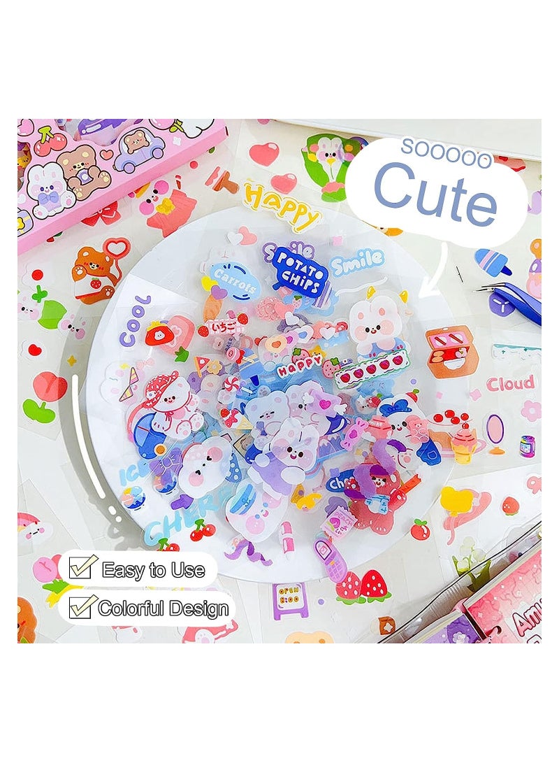 Excefore Stickers Set, 660pcs 100 Sheets Kawaii Stickers Waterproof Vinyl Transparent Cute Stickers Bulk - Image 5