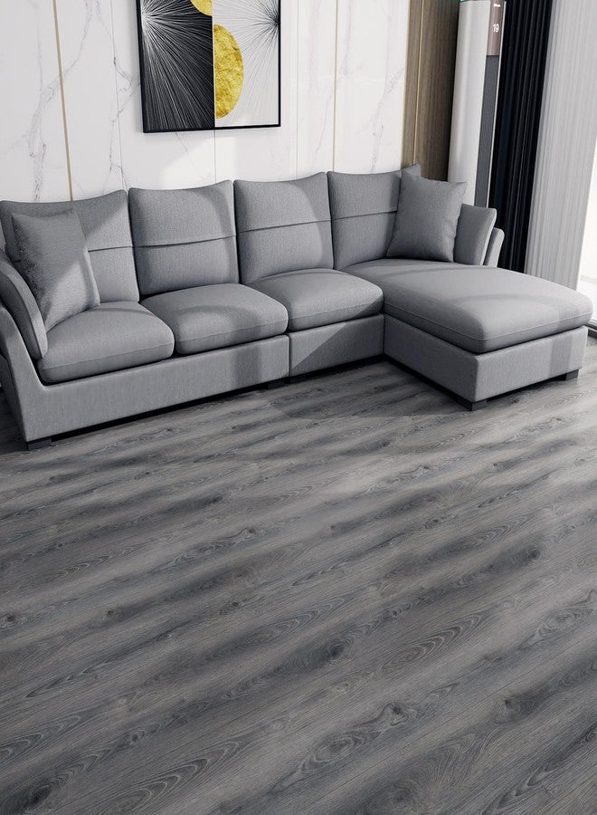 Lareko Peel and Stick Floor Tile - 197" Length 12" Width Roll - Smoke Grey Self-Adhesive Vinyl Flooring Waterproof, Wide Wood Plank for Easy Installation, Bedroom, Kitchen (16 Sq.Ft） - Image 2