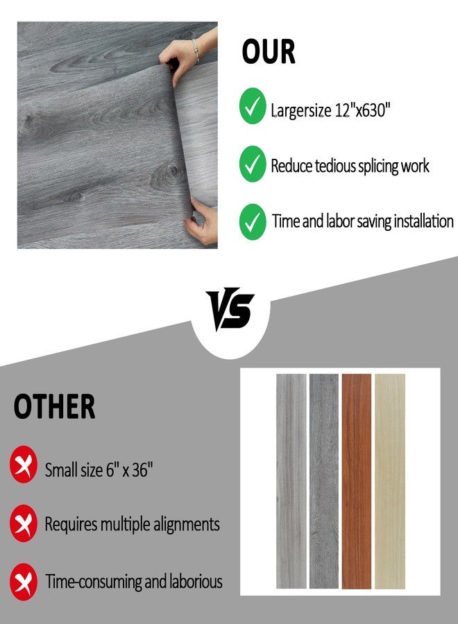 Lareko Peel and Stick Floor Tile - 197" Length 12" Width Roll - Smoke Grey Self-Adhesive Vinyl Flooring Waterproof, Wide Wood Plank for Easy Installation, Bedroom, Kitchen (16 Sq.Ft） - Image 4