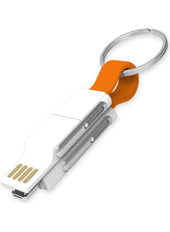 NIBEMINENT 4-In-1 Keychain Charging Cable Orange/White 