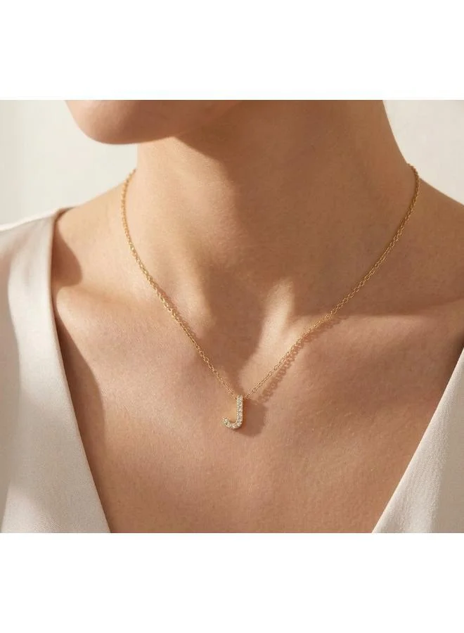 Rovaux Letter J  Initial Pendant Necklace 18k Gold Plated