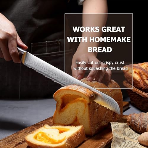 PAUDIN Bread Knife, 10 inch Serrated Knife, German Stainless Steel Bread Knife for Homemade Bread, Razor Sharp Edge for Efficient Slicing Sourdough Bread, Bagels, Cake - Image 3
