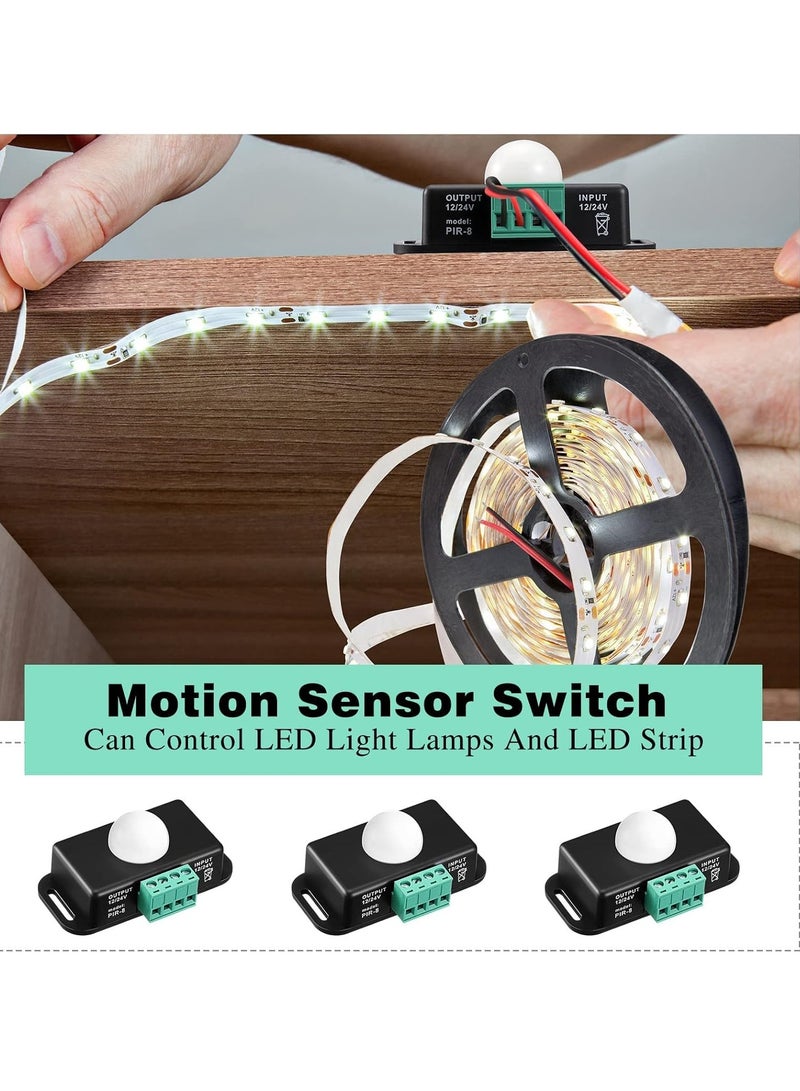 3 Packs 12 V 24 PIR Sensor Adjustable LED c Black Infrared Motion Detector Body Sensing Light Switch Controller with Embedded Probes for Flexible Strip Lights - Image 3