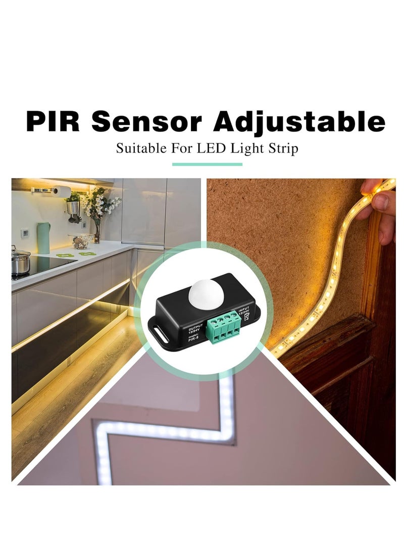 3 Packs 12 V 24 PIR Sensor Adjustable LED c Black Infrared Motion Detector Body Sensing Light Switch Controller with Embedded Probes for Flexible Strip Lights - Image 4