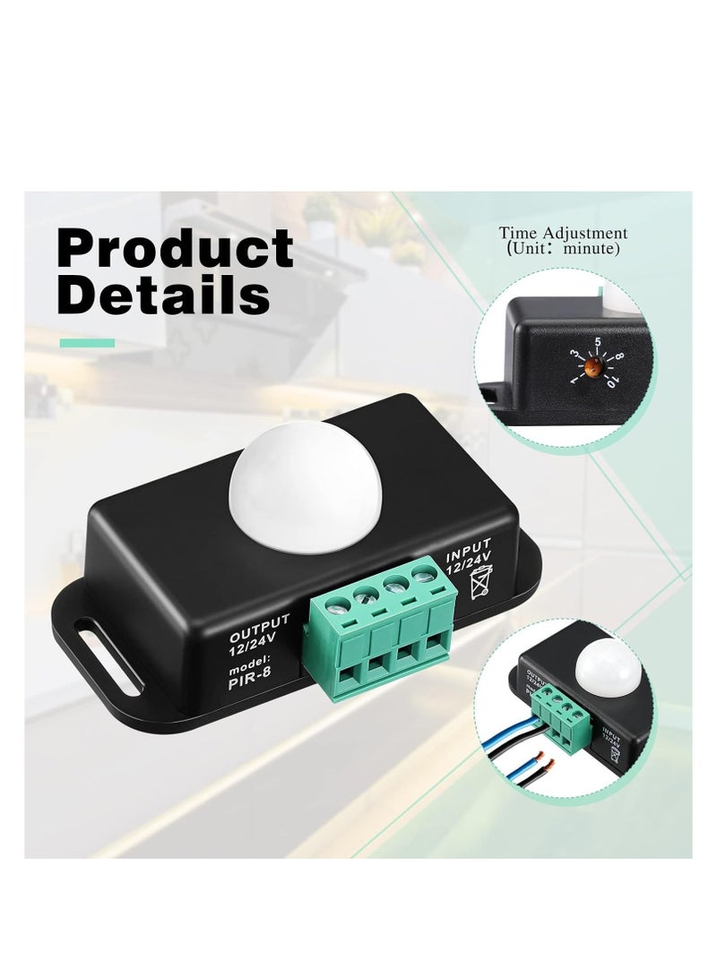 3 Packs 12 V 24 PIR Sensor Adjustable LED c Black Infrared Motion Detector Body Sensing Light Switch Controller with Embedded Probes for Flexible Strip Lights - Image 5