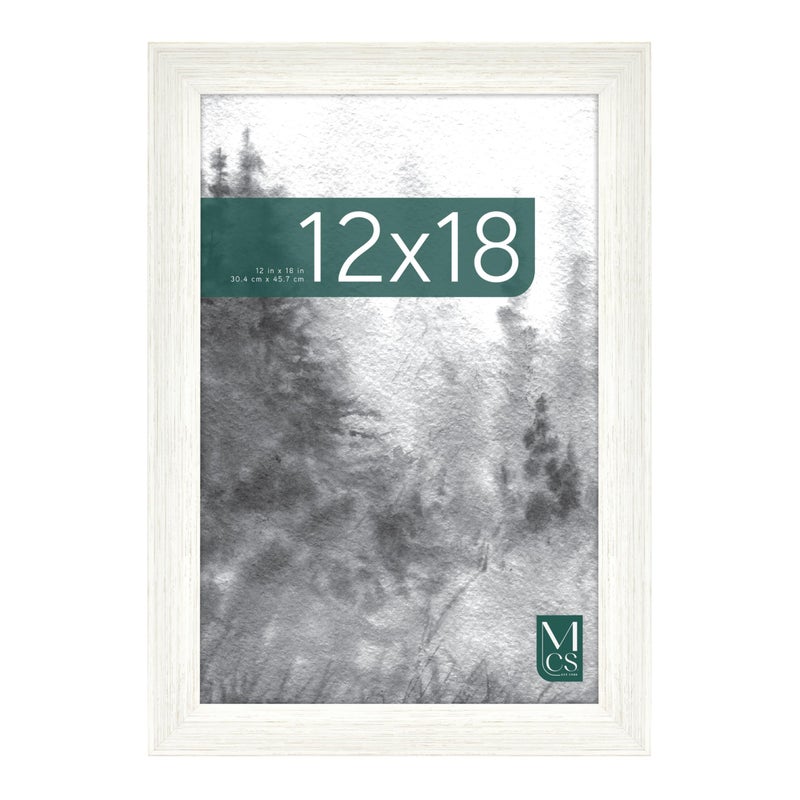 MCS Museum Poster Frame 12x18 White Woodgrain Vertical  Horizontal Wall Hanging Large Picture Frame for Photos Posters  Art Prints 1Pack