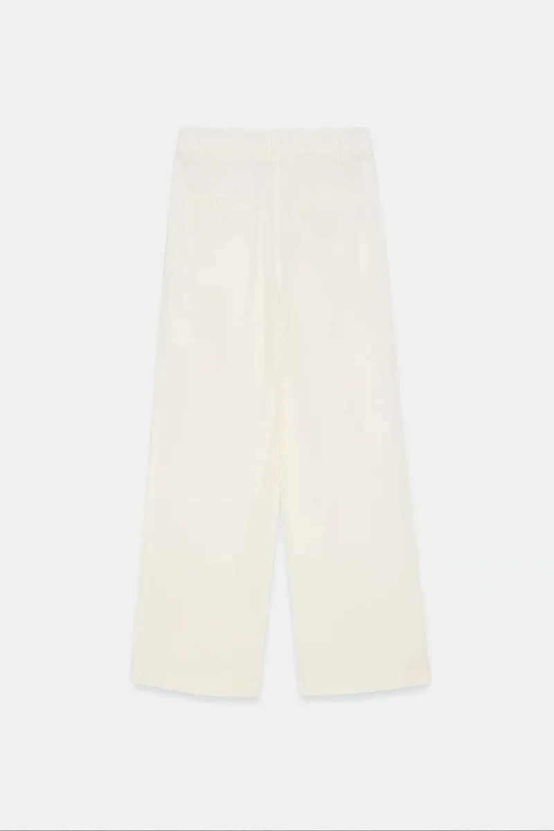 Dilvin White DILVIN High-Waist Wide-Leg Linen Trousers for Women | Best Price UAE
