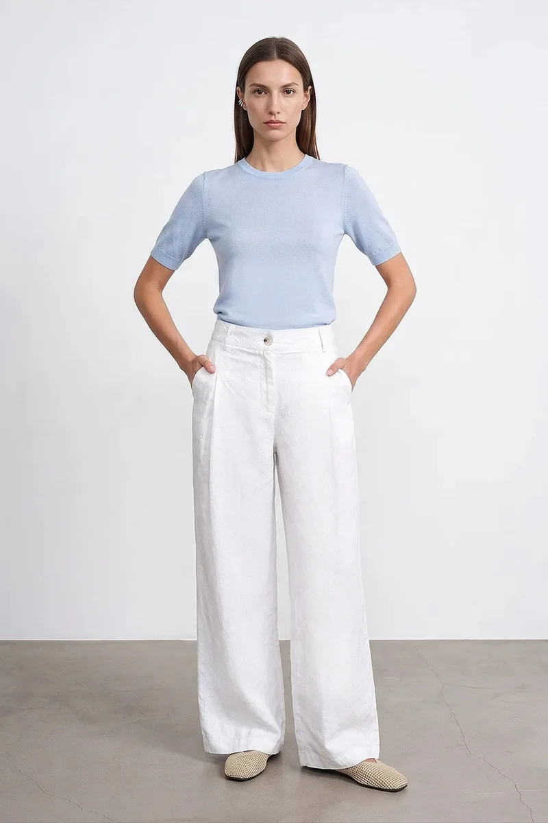 DILVIN High-Waist Wide-Leg Linen Trousers