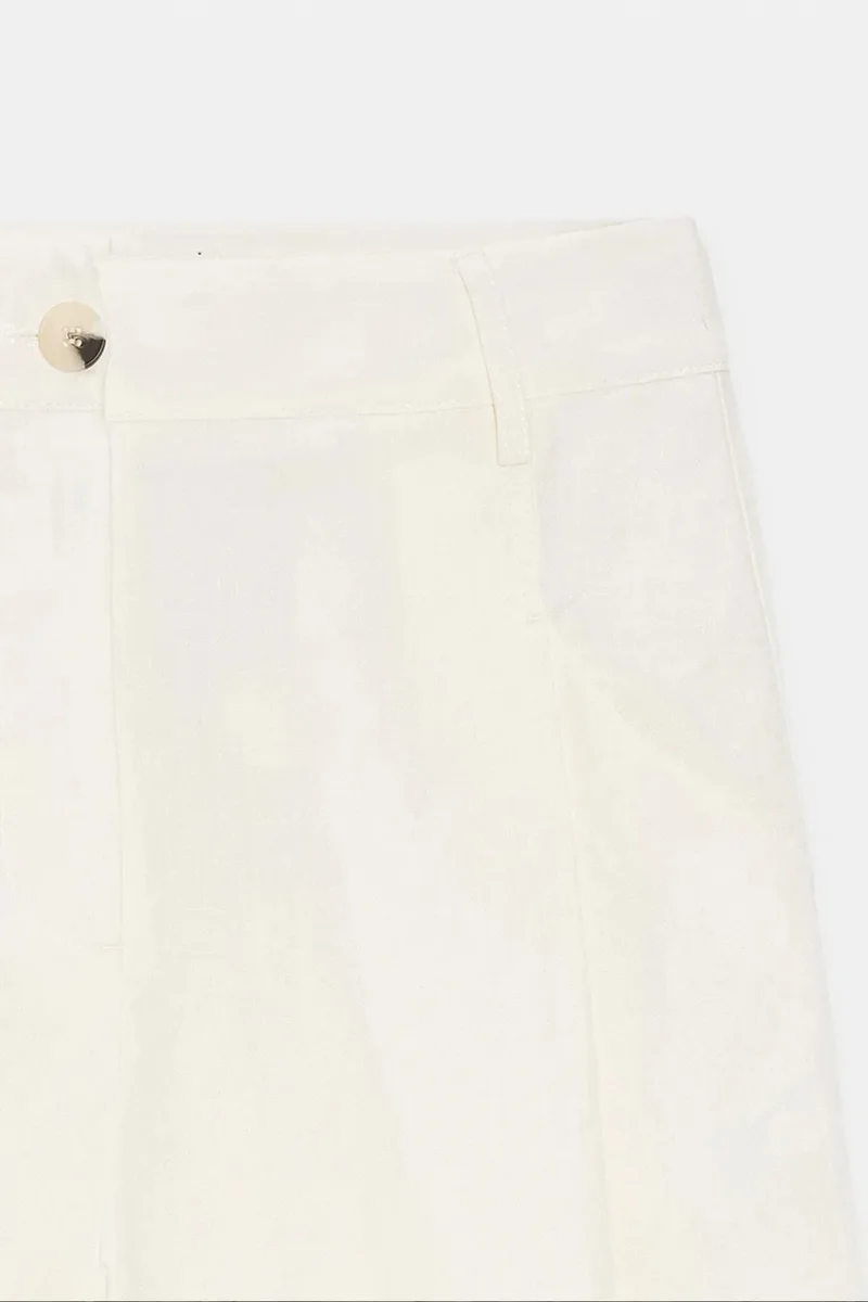Dilvin White DILVIN High-Waist Wide-Leg Linen Trousers for Women | Best Price UAE