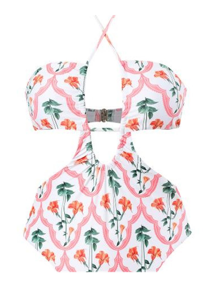 نادانباو New Printed Swimsuit Tie Halter Swimsuit Veil Beach Swimsuit - Image 3