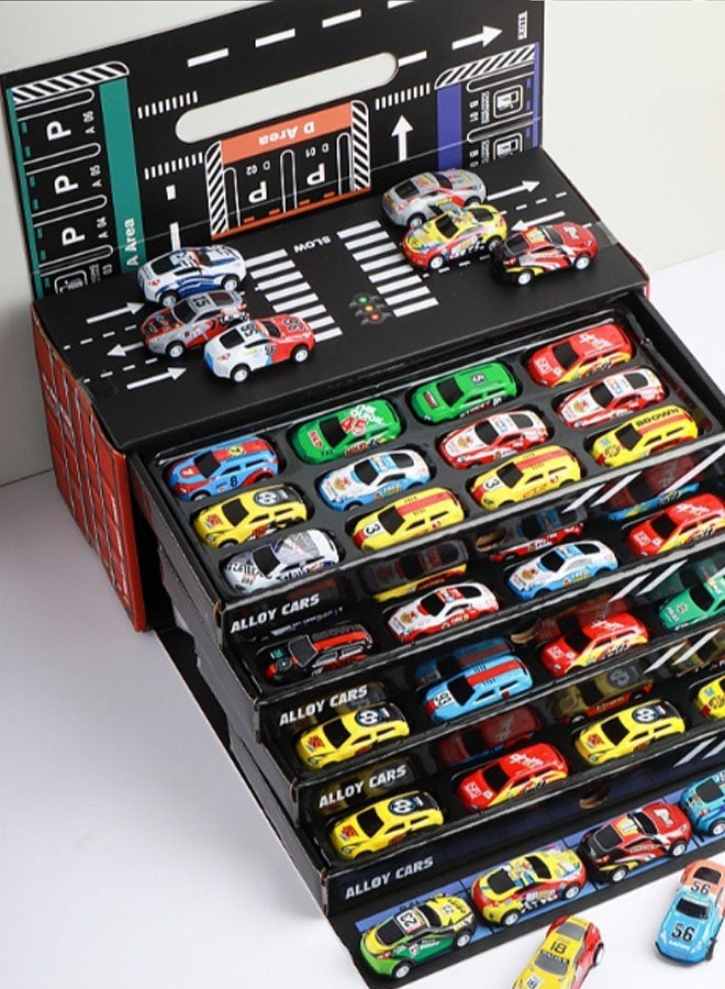 Hanayo 48 Pcs Pull Back Toy Cars Pull Back Race Car Model Kit for Kids Inertia Car Toys with Storage Box  Unisex Toy Metal Vehicle for Kid Boys & Girls Birthday Gift(Multicolour) - Image 4