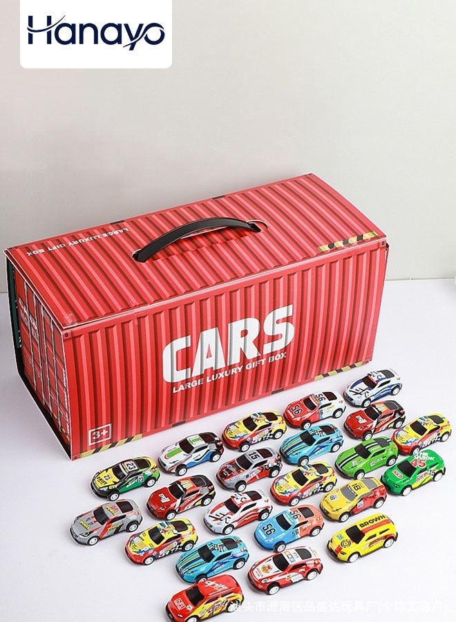 Hanayo 48 Pcs Pull Back Toy Cars Pull Back Race Car Model Kit for Kids Inertia Car Toys with Storage Box  Unisex Toy Metal Vehicle for Kid Boys & Girls Birthday Gift(Multicolour) - Image 1