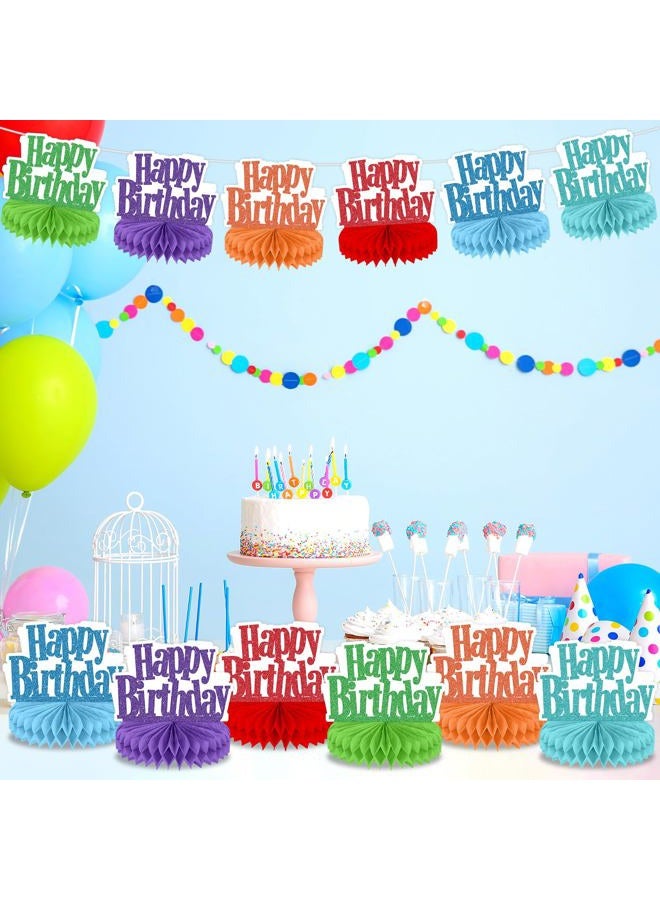 Oitnlaughter 12Pcs Happy Birthday Centerpieces Colorful Birthday Party Decorations Glitter Happy Birthdays Table Honeycomb Centerpieces Decor Table Toppers Ornaments for Glitter Bday Themed Party Supplies Favors - Image 5