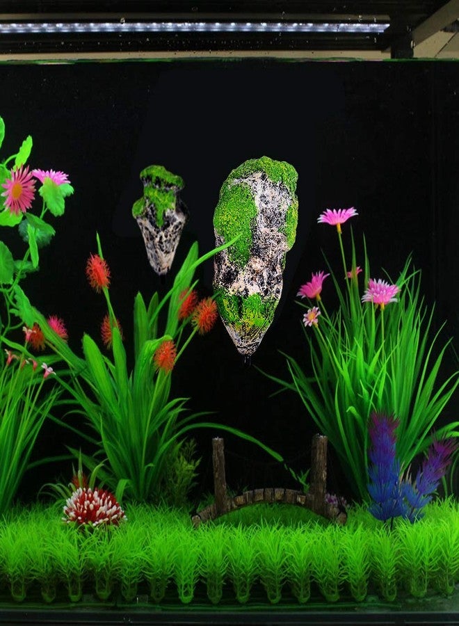 TOPINCN Fish Floating Rocks Ornaments, Decorative Aquarium Landscape Moss Flying Suspended Green Simulation Stone (M) - Image 5