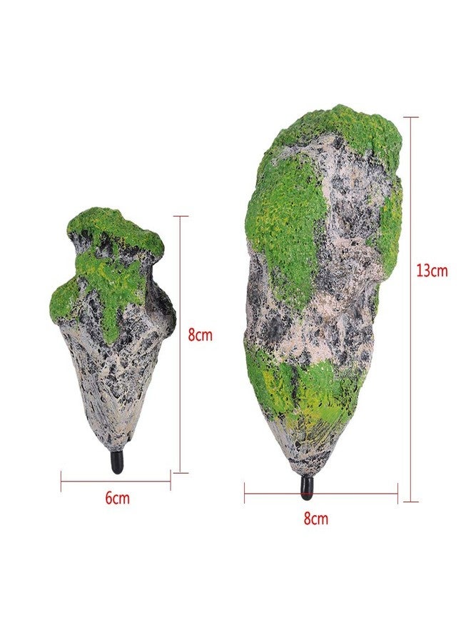 TOPINCN Fish Floating Rocks Ornaments, Decorative Aquarium Landscape Moss Flying Suspended Green Simulation Stone (M) - Image 3