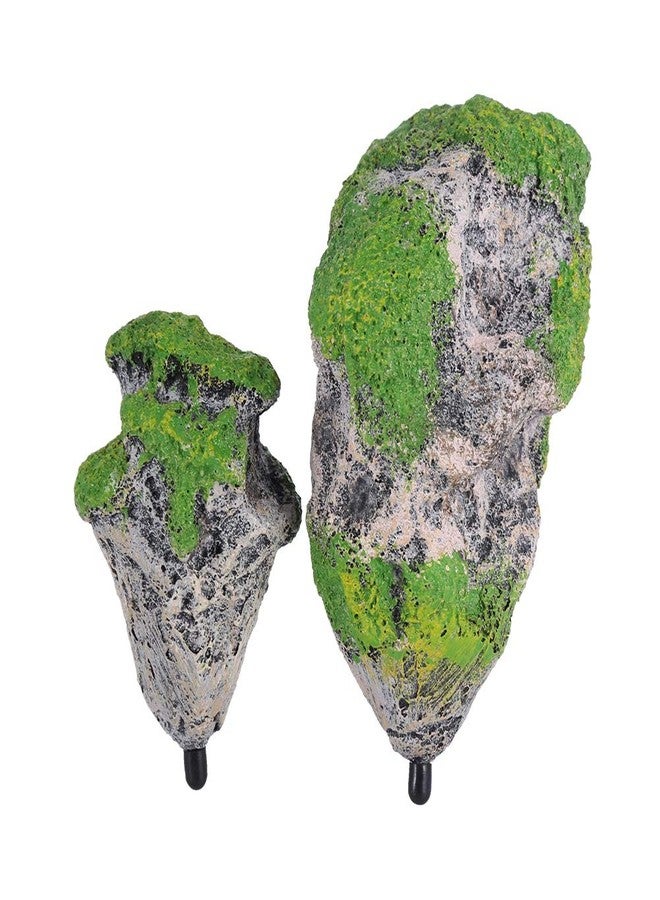 TOPINCN Fish Floating Rocks Ornaments, Decorative Aquarium Landscape Moss Flying Suspended Green Simulation Stone (M) - Image 1