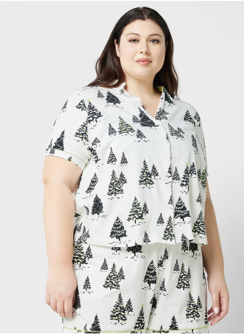 CHELSEA PEERS Printed Shirt & Pyjama Set
