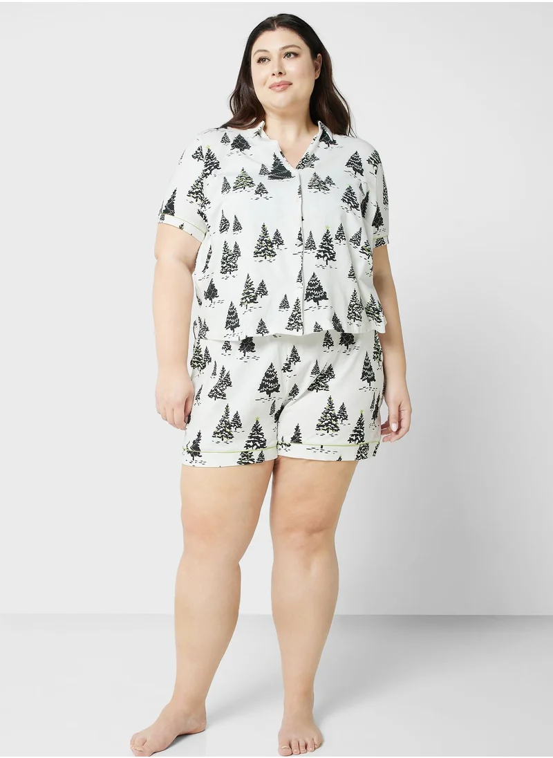 CHELSEA PEERS Printed Shirt & Pyjama Set