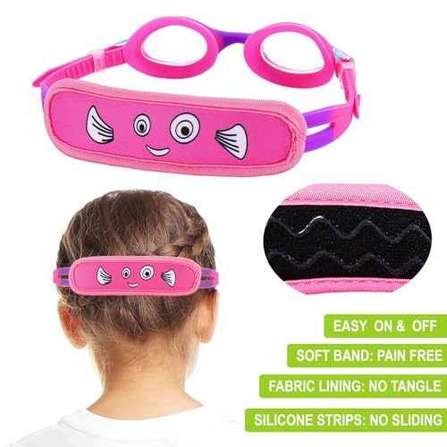 RUIGAO Kids Swim Goggles Age 2-6, Toddler Goggles No Hair Pull,UV Protection/Anti Fog/Padded HeadBand (1PK Kids -Pink Fish) - Image 5
