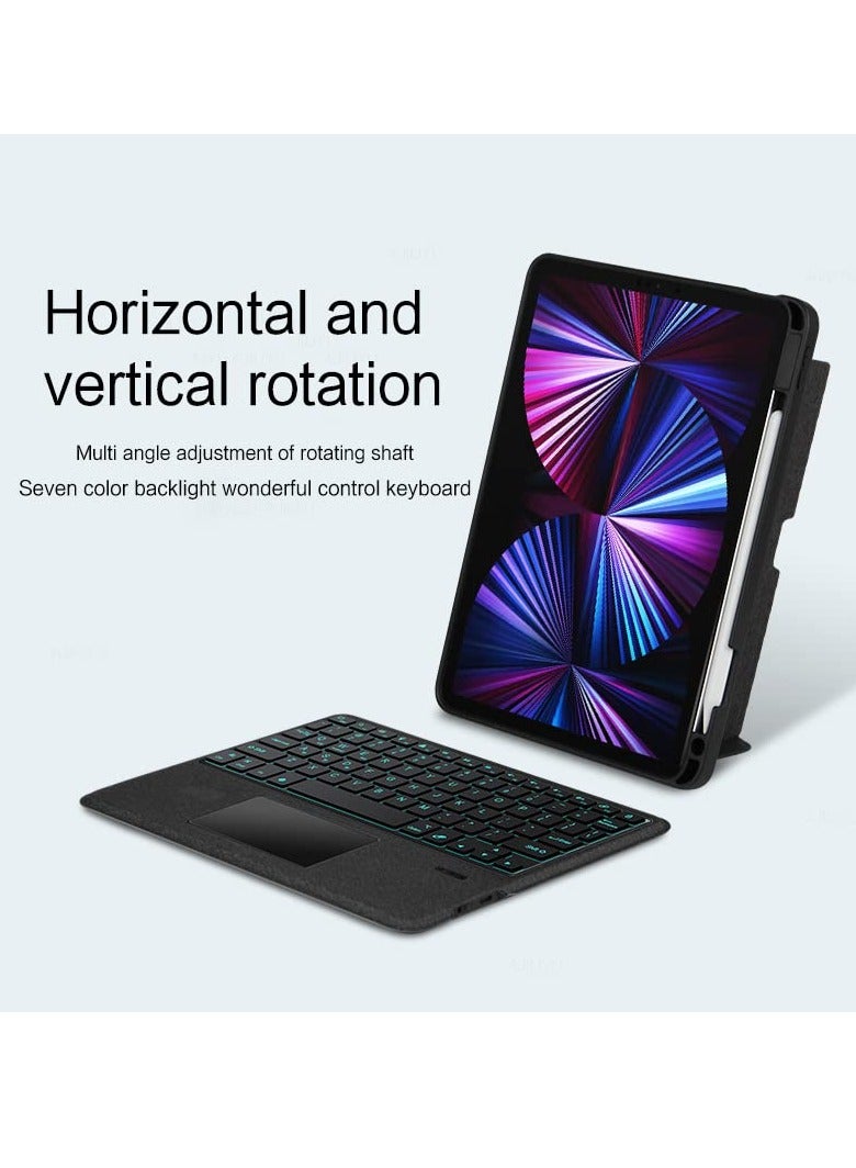 كابتن تيك غطاء حافظة لجهاز iPad Pro 11 بوصة لوحة مفاتيح مدمجة iPad Air5/4 10.9 بوصة مع حامل قلم رصاص ولوحة مفاتيح تعمل باللمس مع إضاءة خلفية بلوتوث لا تتضمن قلم - Image 3