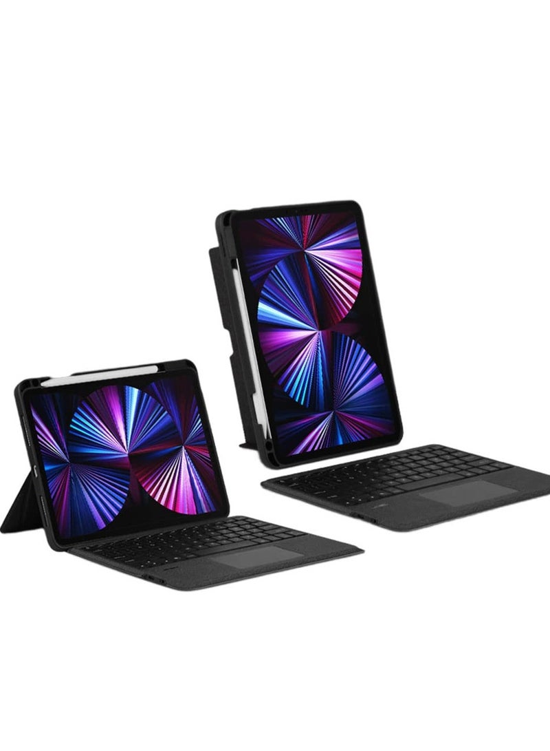 كابتن تيك غطاء حافظة لجهاز iPad Pro 11 بوصة لوحة مفاتيح مدمجة iPad Air5/4 10.9 بوصة مع حامل قلم رصاص ولوحة مفاتيح تعمل باللمس مع إضاءة خلفية بلوتوث لا تتضمن قلم - Image 1