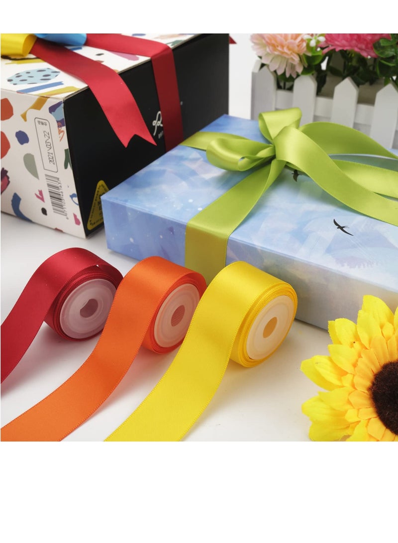 1.6 Inch Rainbow Satin Ribbon 6 Colors 25 Yards Double Face Satin Ribbon Set Rainbow Color Solid Fabric Satin Ribbon for DIY Crafts Bows Gift Wrapping Wedding Decoration and Bows Making - Image 3