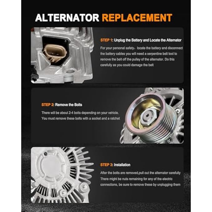 ASAPE 11340 High Output Replacement New Alternator Fit for 2014-2016 for INFINITI QX70 3.7L 2007-2009 for Nissan 350Z 3.5L 2015 for INFINITI Q40 3.7L 2014-2016 for INFINITI Q70 3.7L - Image 5