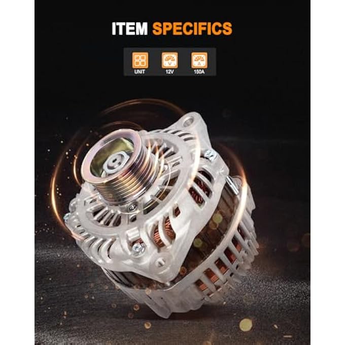 ASAPE 11340 High Output Replacement New Alternator Fit for 2014-2016 for INFINITI QX70 3.7L 2007-2009 for Nissan 350Z 3.5L 2015 for INFINITI Q40 3.7L 2014-2016 for INFINITI Q70 3.7L - Image 2