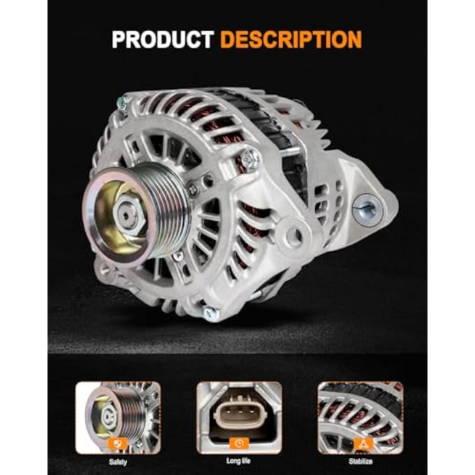 ASAPE 11340 High Output Replacement New Alternator Fit for 2014-2016 for INFINITI QX70 3.7L 2007-2009 for Nissan 350Z 3.5L 2015 for INFINITI Q40 3.7L 2014-2016 for INFINITI Q70 3.7L - Image 4