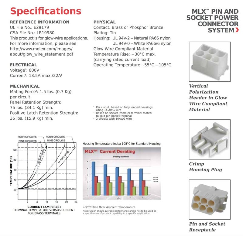 Molex -1 Match Set - (4-Pin) w/14-20 AWG, Wire Connector - 2.13mm D, Latch Lock, MLX™ - Image 5