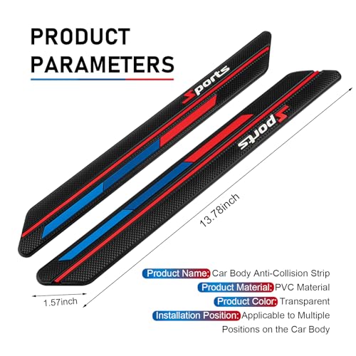 Hugwits 2 PCS Car Door Scratch Protector Trim, PVC Black Sport Style Car Bumper Protector Stickers, Self-Adhesive Angled Fold Body Containment Strip, Universal for Most Cars - Image 2
