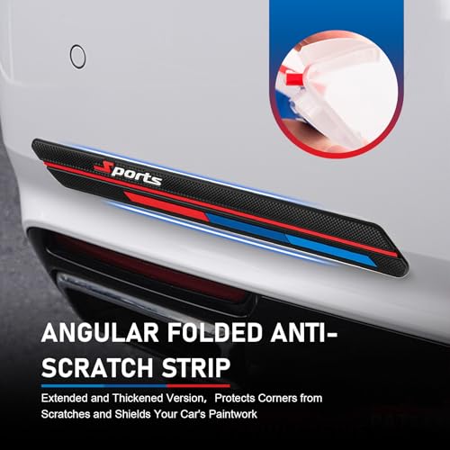Hugwits 2 PCS Car Door Scratch Protector Trim, PVC Black Sport Style Car Bumper Protector Stickers, Self-Adhesive Angled Fold Body Containment Strip, Universal for Most Cars - Image 3