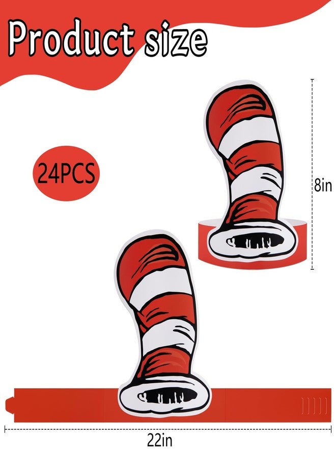 Wehhbtye 24 Set White and Red Striped Paper Hats, Red Cat Costume Top Hat, Circus Paper Headwear for Back to School Classroom Birthday Cosplay Halloween Party Supplies - Image 2