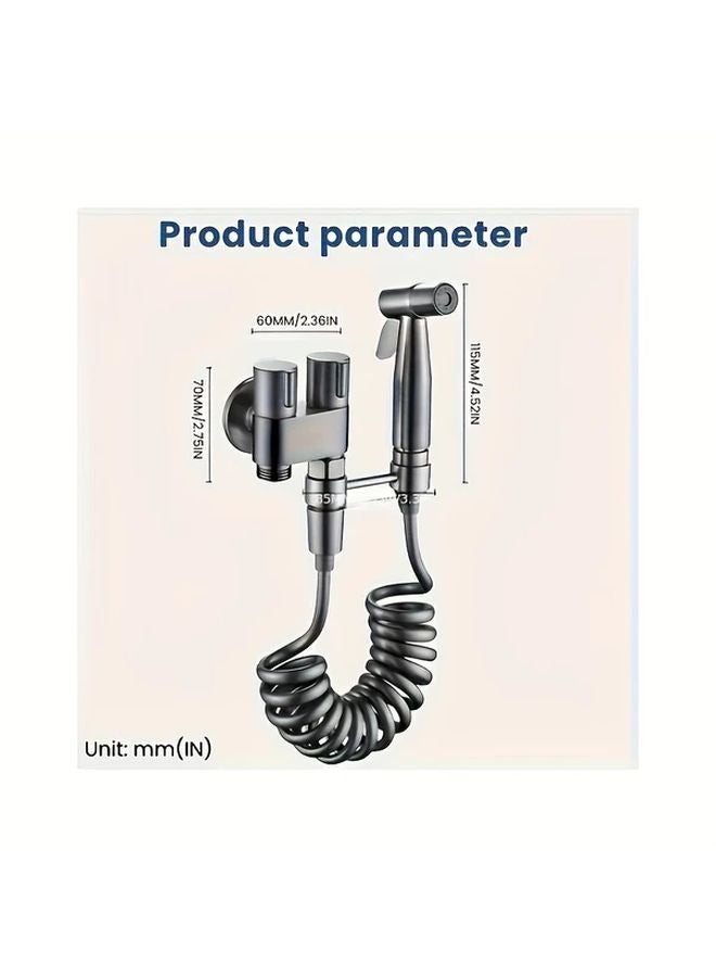 طقم حمام المقعدة المحمول باليد للتركيب على الحائط، مسدس رش بأنبوب تلسكوبي بلون رمادي مسدسي، رفيق المرحاض - Image 4