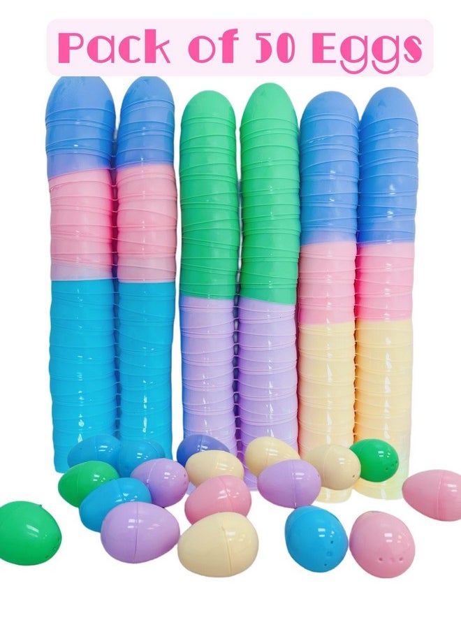 GiftExpress Pastel Color Easter Eggs - 50 Piece Assorted Bulk 2.3" X 1.75" Plastic Eggs W/ Hinge - Adult & Kid Party Toys For Gift Baskets Or Egg Hunt Decor  - Image 3