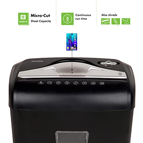 Aurora HighSecurity 8Sheet MicroCut Paper Credit Card Shredder Black - Image 3