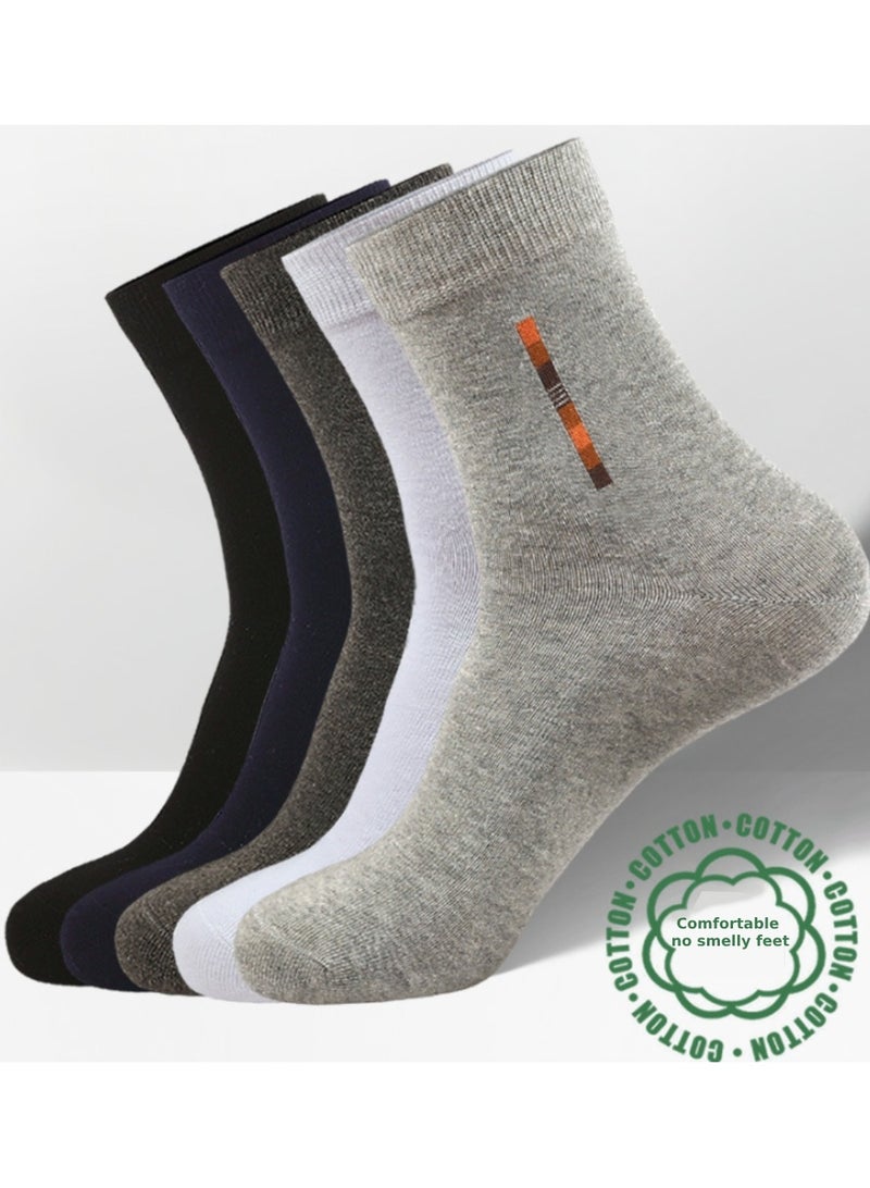 infino Men's 100% Cotton Mid-calf Socks: Mid-calf Socks, Dress Socks, Moisture Wicking, All Seasons, 100% Cotton, Sweat Wicking and Odor Resistant, Casual Fashion (5 Pairs, Dark Grey)  - Image 3