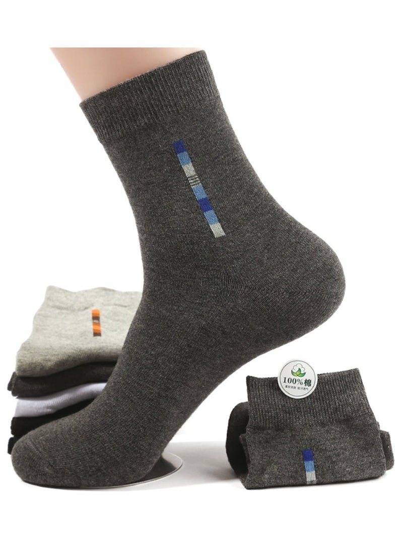 infino Men's 100% Cotton Mid-calf Socks: Mid-calf Socks, Dress Socks, Moisture Wicking, All Seasons, 100% Cotton, Sweat Wicking and Odor Resistant, Casual Fashion (5 Pairs, Dark Grey)  - Image 2