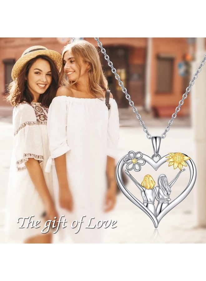 AOBOCO Sterling Silver Sisters Necklace From Sister Mothers Day Jewelry Gifts For Female Friends - Image 2