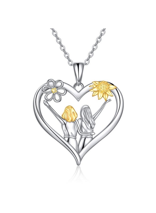 AOBOCO Sterling Silver Sisters Necklace From Sister Mothers Day Jewelry Gifts For Female Friends - Image 1